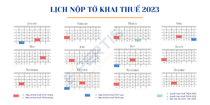 lịch nộp tờ khai thuế năm 2023