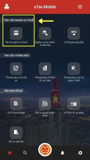 Danh mục dịch vụ trong ứng dụng eTax Mobile